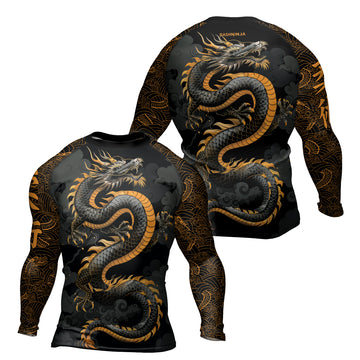 Rashninja Dragon Gold Majesty Men's Long Sleeve Rash Guard