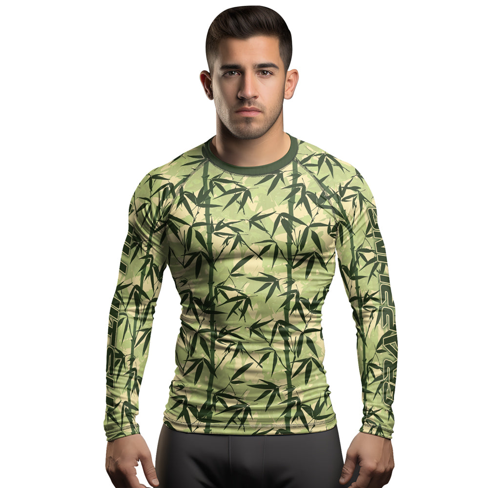Bamboo Rash Guard Rashninja Camouflage Bamboo Leaf Blend Men's Long Sleeve Rash Guard