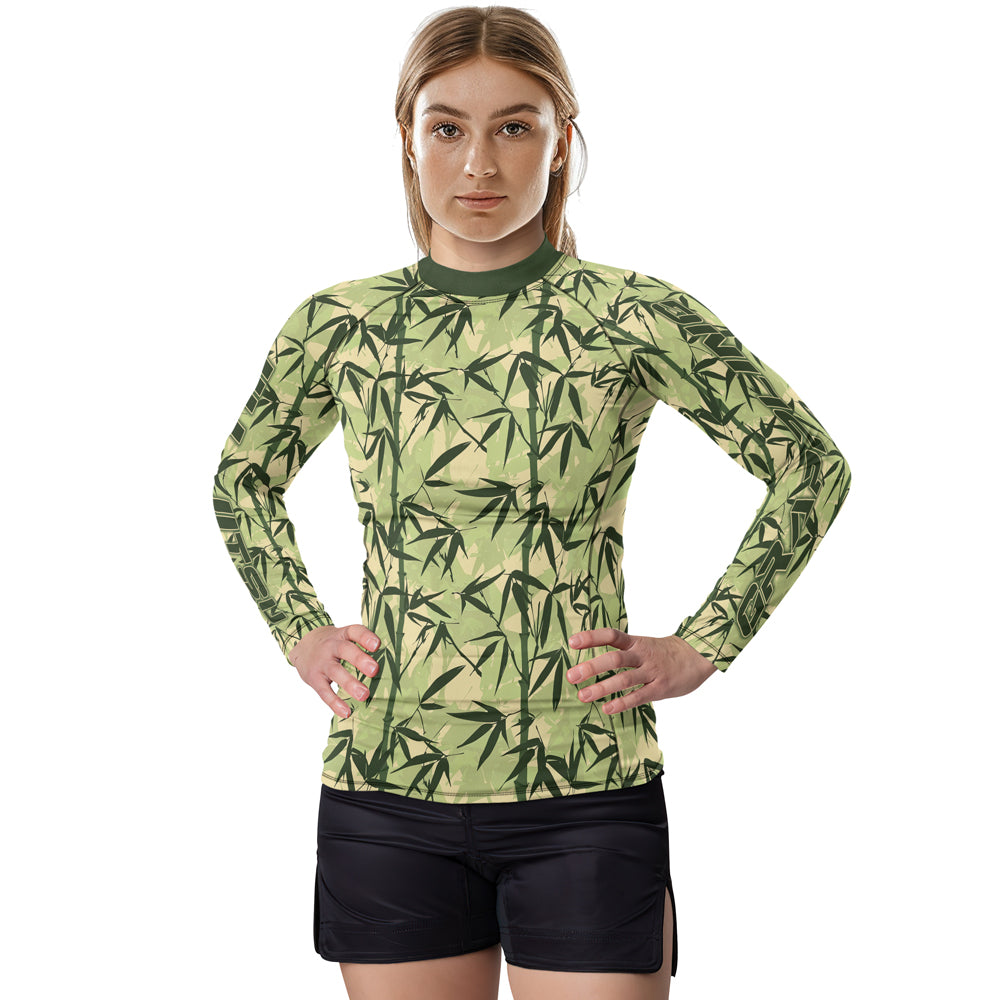 Bamboo Rash Guard Rashninja Camouflage Bamboo Leaf Blend Women's Long Sleeve Rash Guard