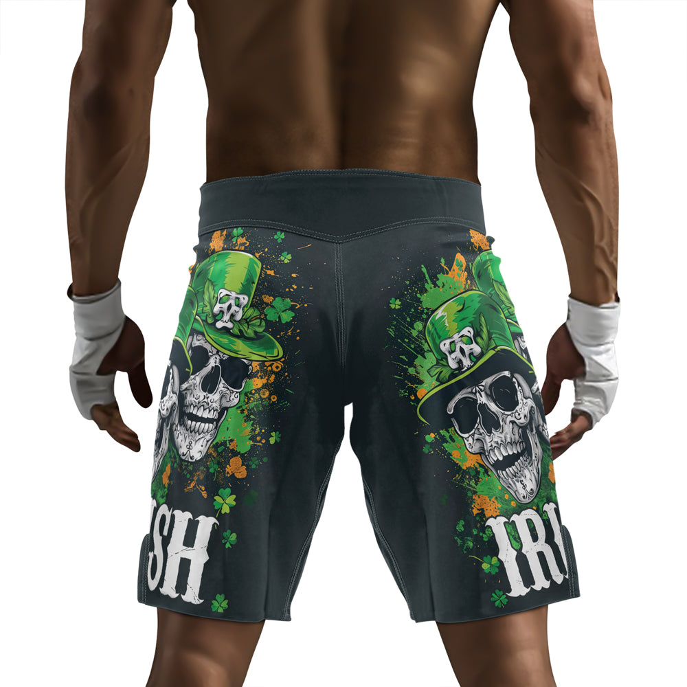 Rashninja Irish Leprechaun Skull Men's Fight Shorts