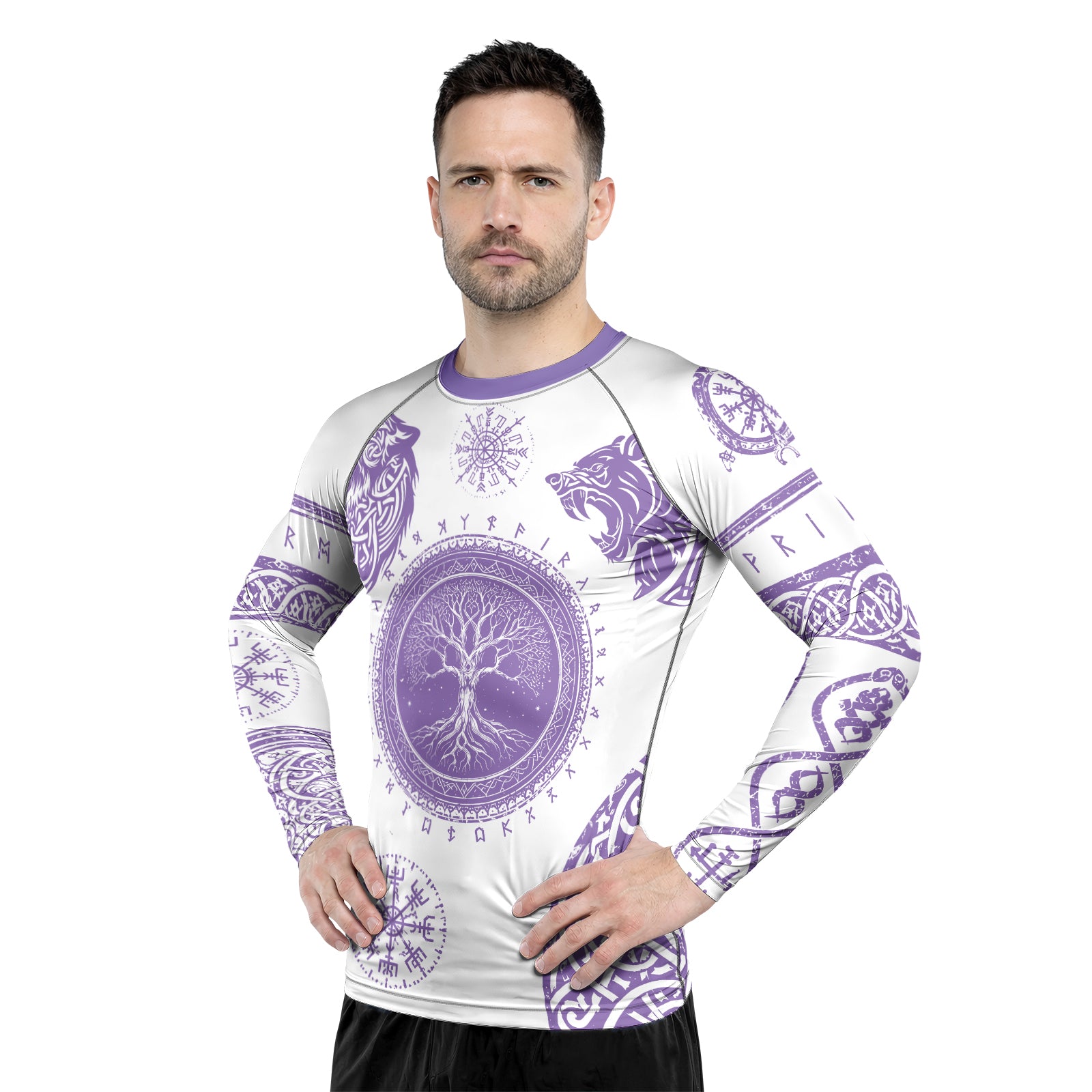 Rashninja Yggdrasil Bear Viking Men's Long Sleeve Rash Guard