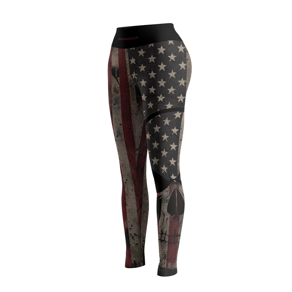 Rashninja Patriotic Skull Distressed Women's Leggings
