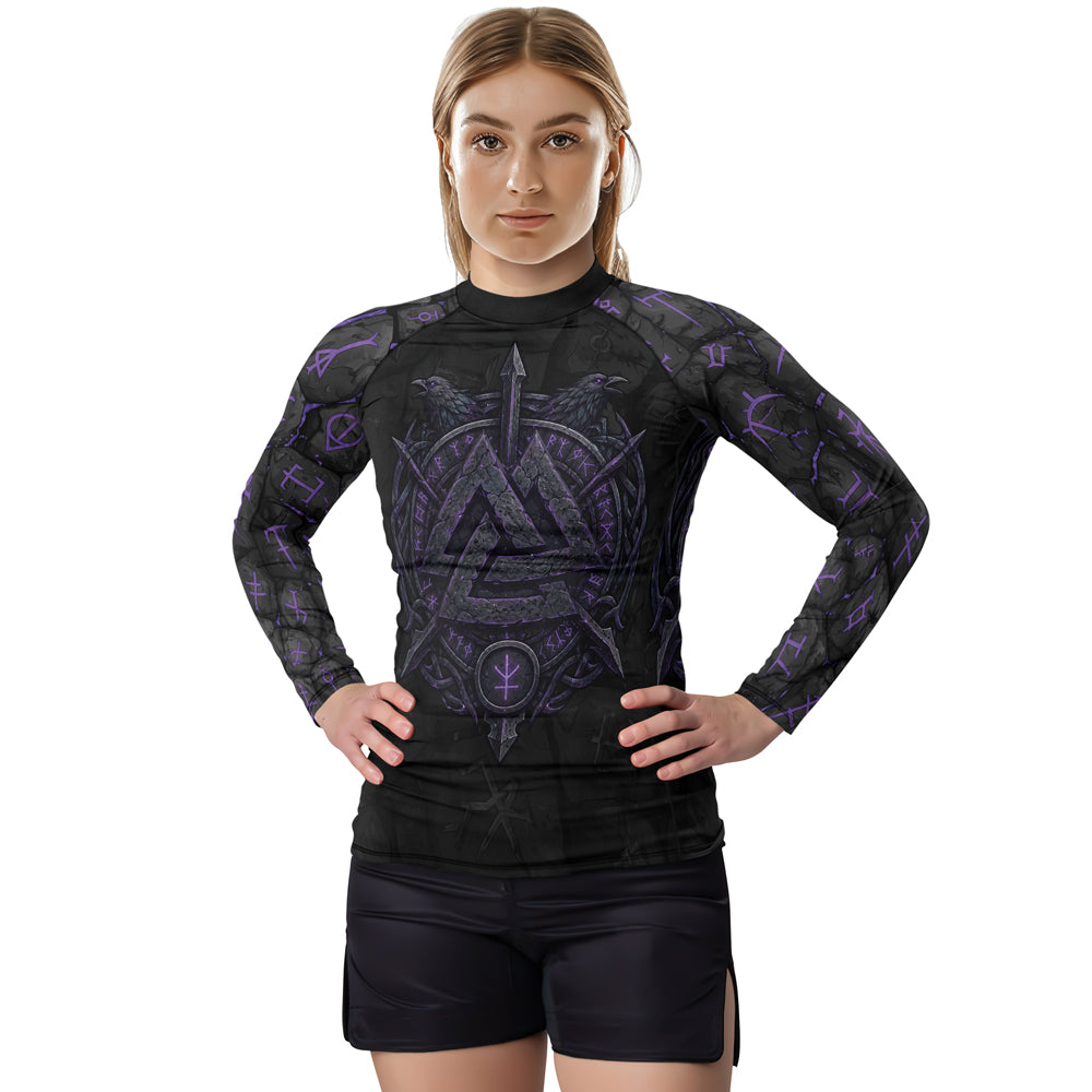 Rashninja Viking Raven Vegvisir Women's Long Sleeve Rash Guard