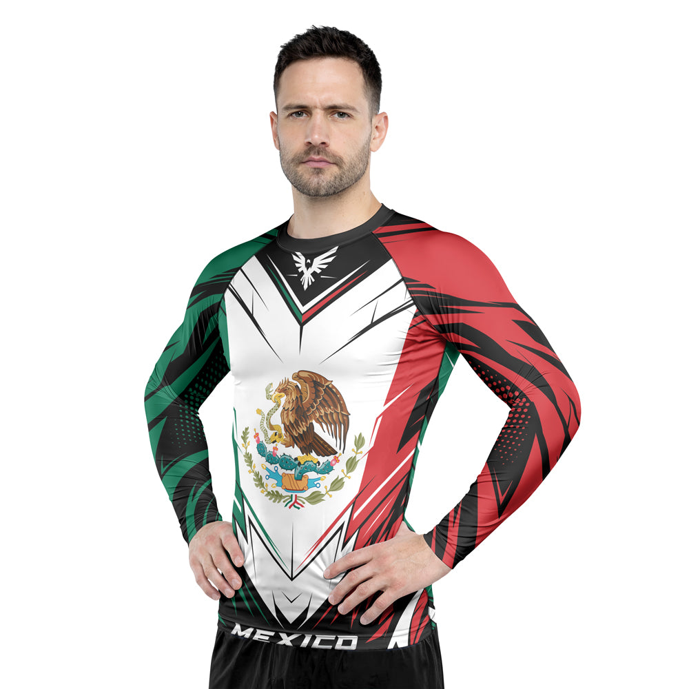 Rashninja Patriot Mexico Flag Men's Long Sleeve Rash Guard