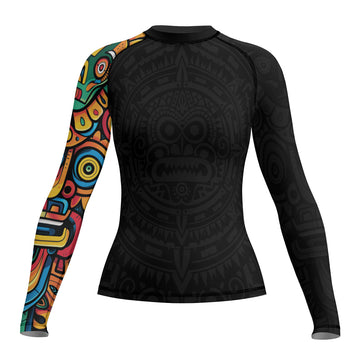 Rashninja Aztec Mask Rainbow Women's Long Sleeve Rash Guard