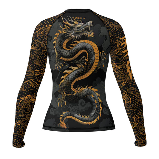 Rashninja Dragon Gold Majesty Women's Long Sleeve Rash Guard