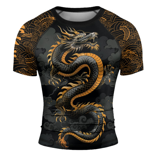 Rashninja Dragon Gold Majesty Men's Short Sleeve Rash Guard