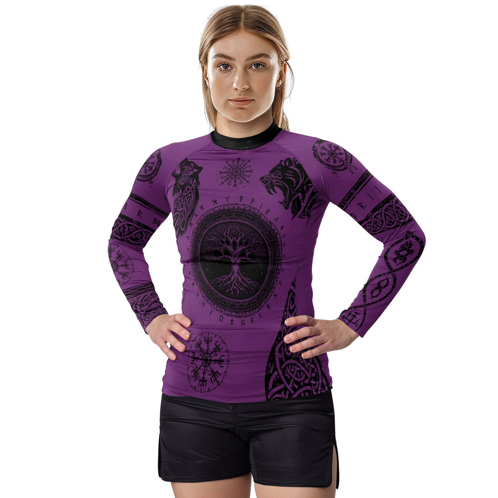 Rashninja Yggdrasil Bear Viking Women's Long Sleeve Rash Guard