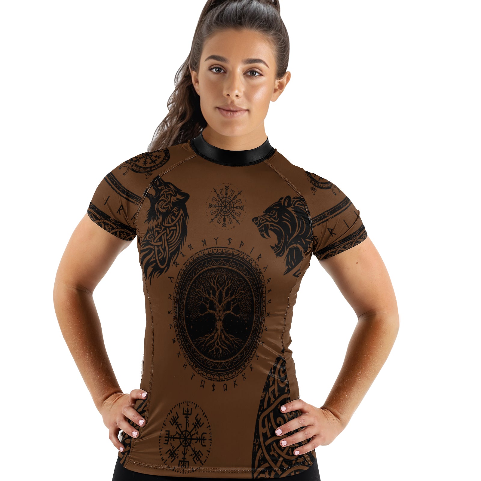 Rashninja Yggdrasil Bear Viking Women's Short Sleeve Rash Guard