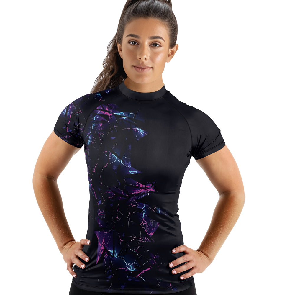 Rashninja Cyber Lightning Women's Short Sleeve Rash Guard