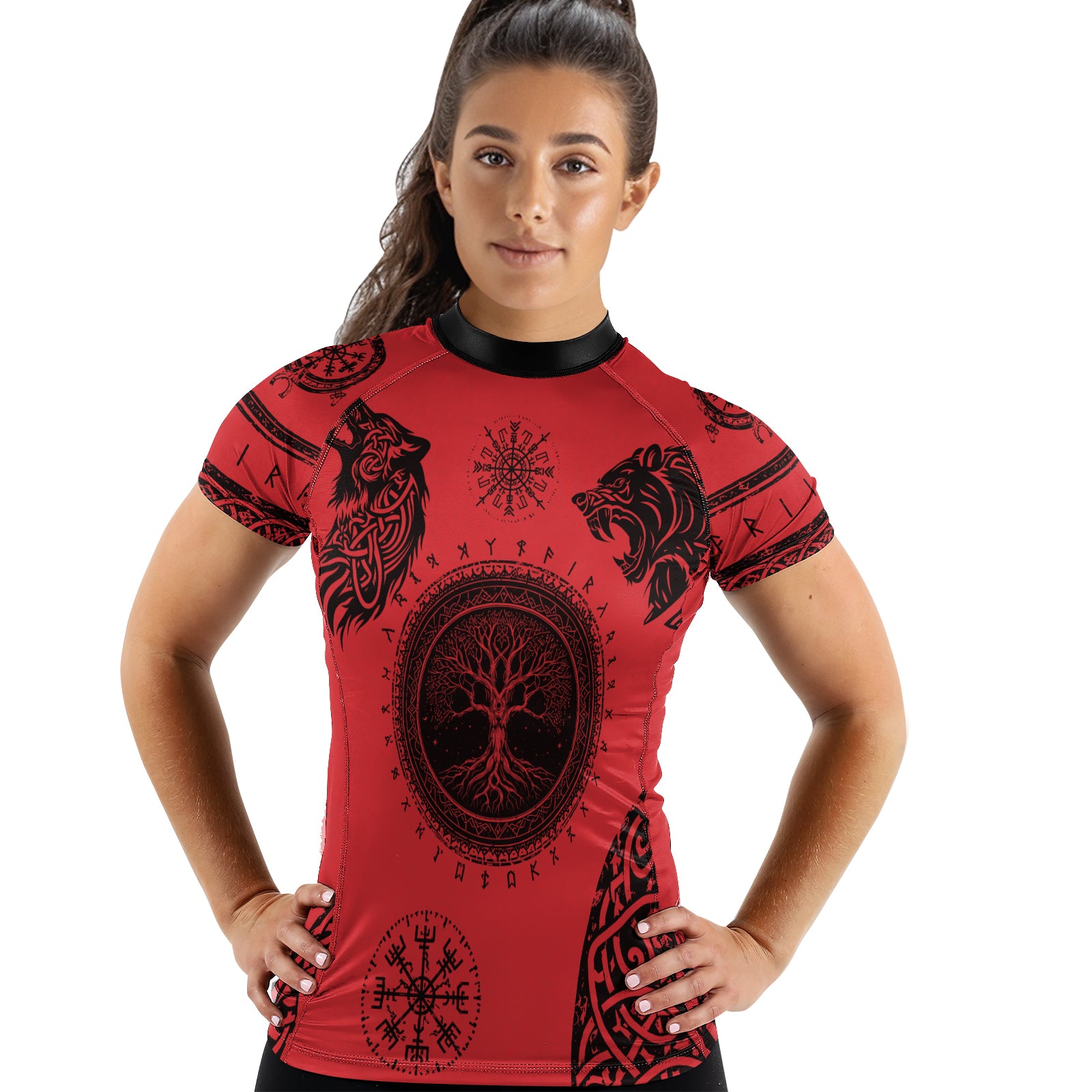 Rashninja Yggdrasil Bear Viking Women's Short Sleeve Rash Guard