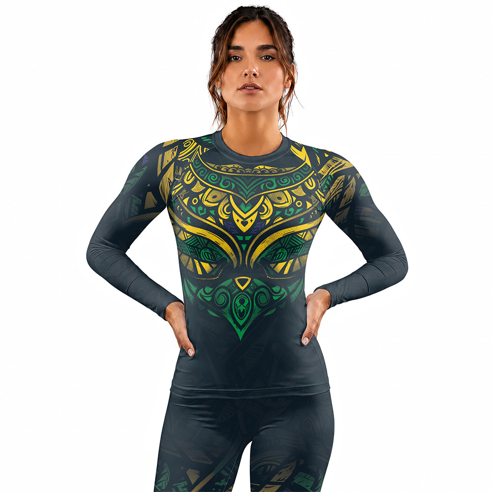 Rashninja Patriot Brazil Flag Women's Long Sleeve Rash Guard