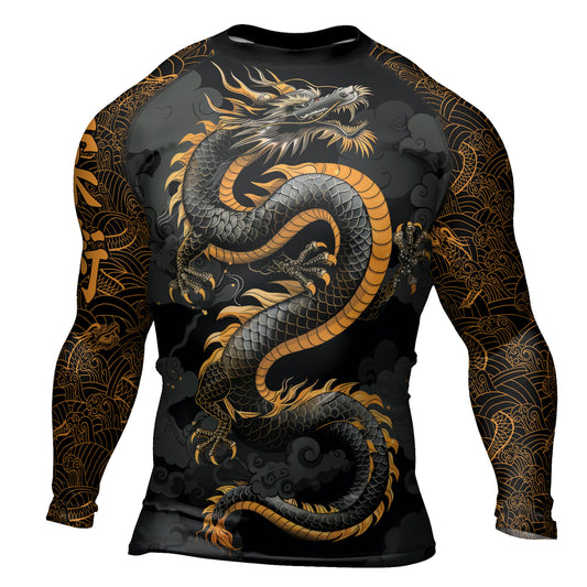 Rashninja Dragon Gold Majesty Men's Long Sleeve Rash Guard