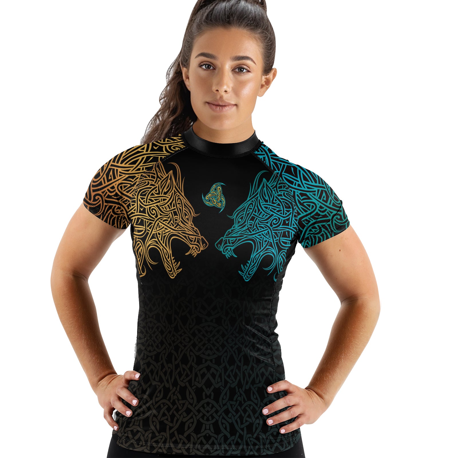 Rashninja Norse Viking Wolf Women's Short Sleeve Rash Guard