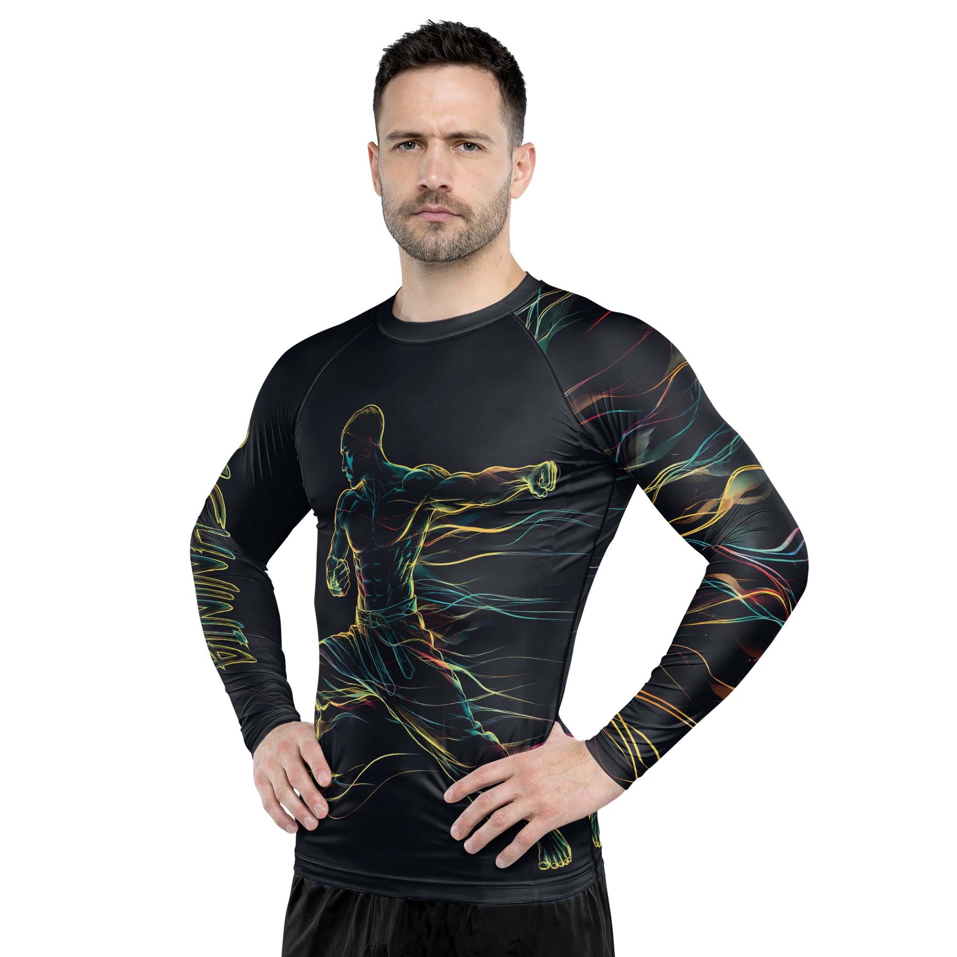 Rashninja Cyber Energy Fighter Men's Long Sleeve Rash Guard