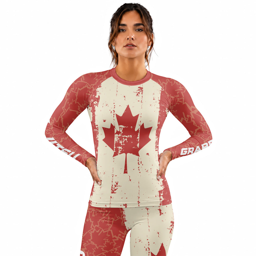 Rashninja Patriot Canada Flag Women's Long Sleeve Rash Guard