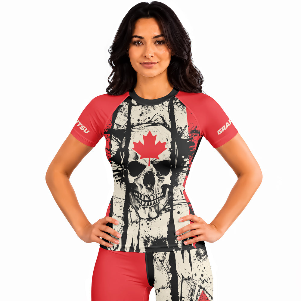 Rashninja Patriot Canada Flag Women's Short Sleeve Rash Guard