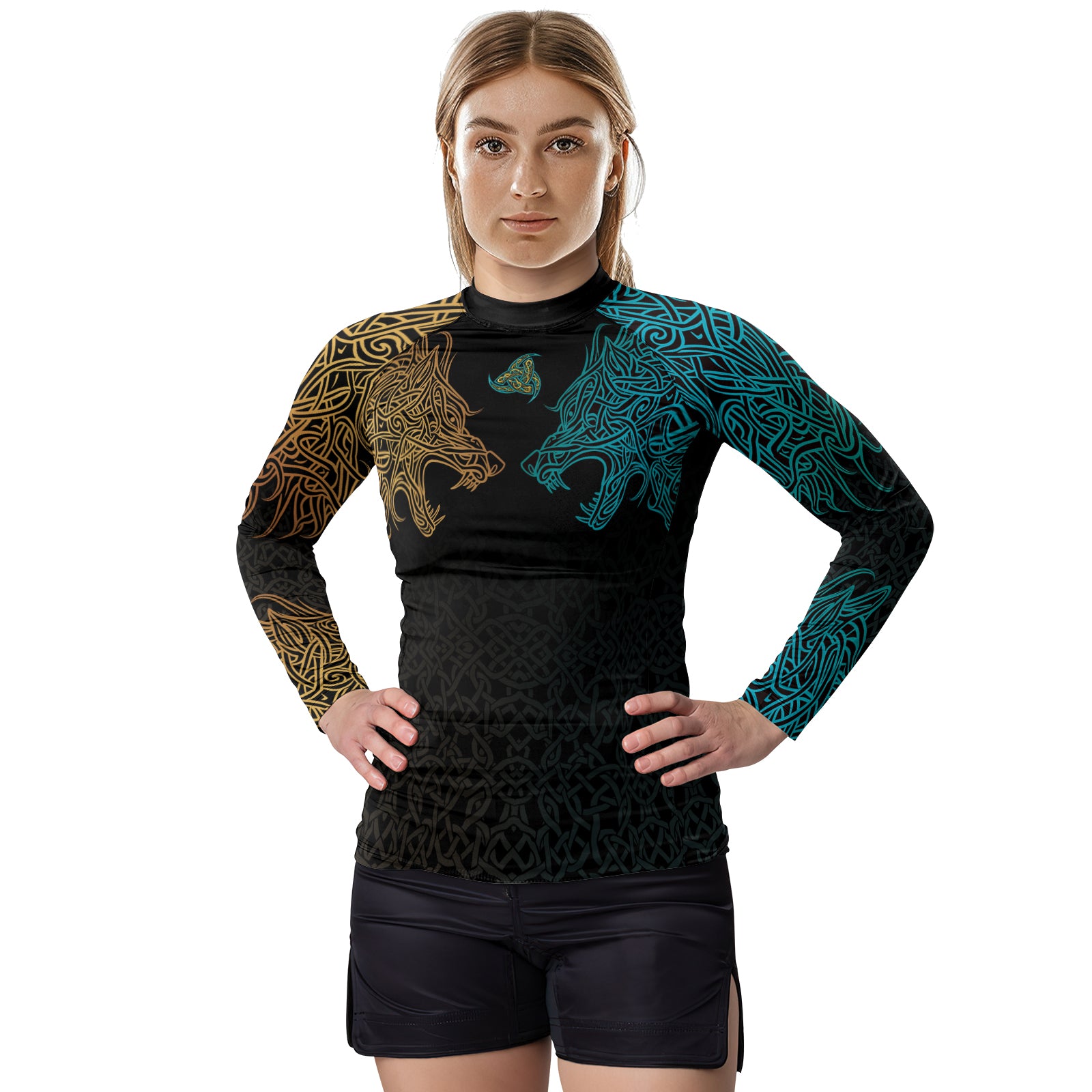 Rashninja Norse Viking Wolf Women's Long Sleeve Rash Guard