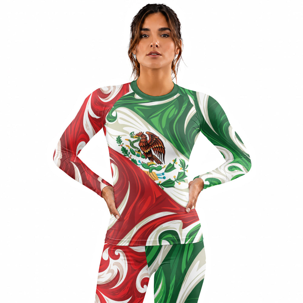Rashninja Patriot Mexico Flag Women's Long Sleeve Rash Guard