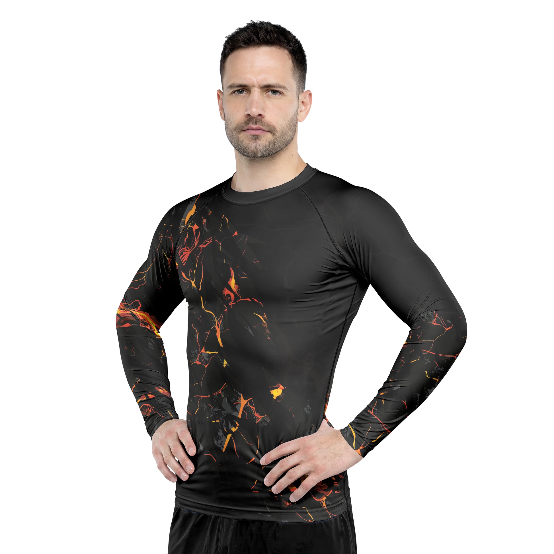 Rashninja Cyber Lava Men's Long Sleeve Rash Guard