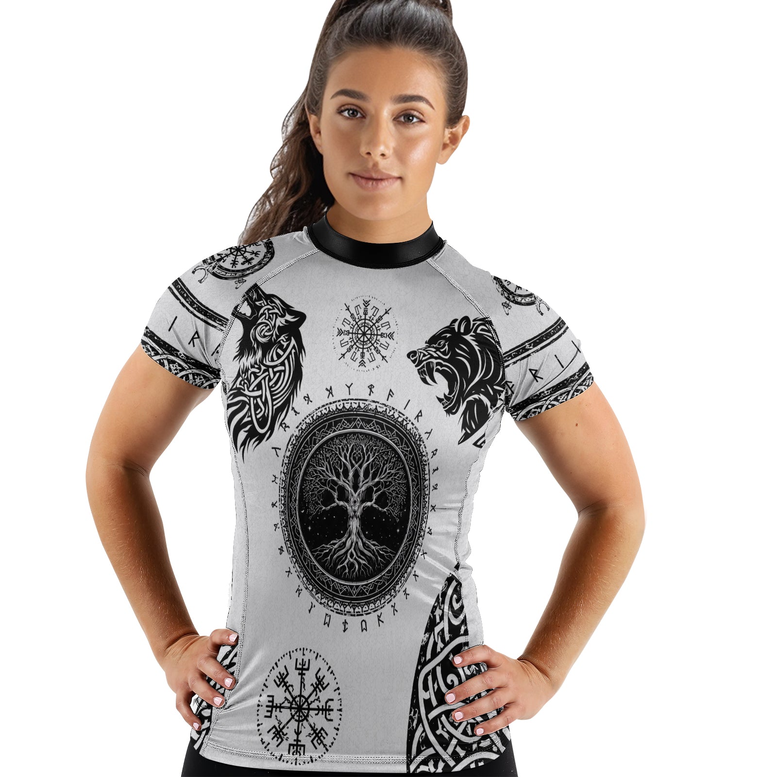 Rashninja Yggdrasil Bear Viking Women's Short Sleeve Rash Guard