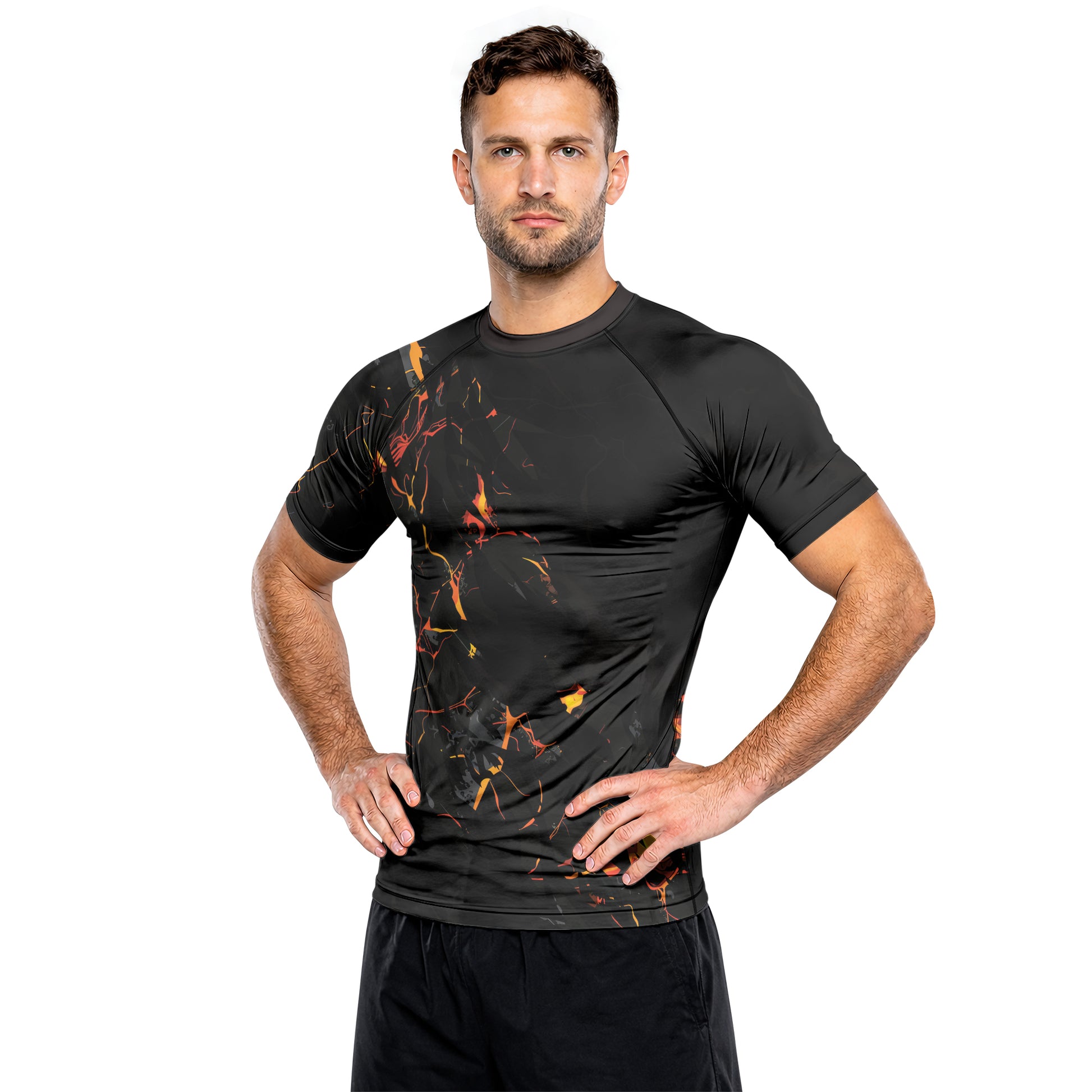 Rashninja Cyber Lava Men's Short Sleeve Rash Guard