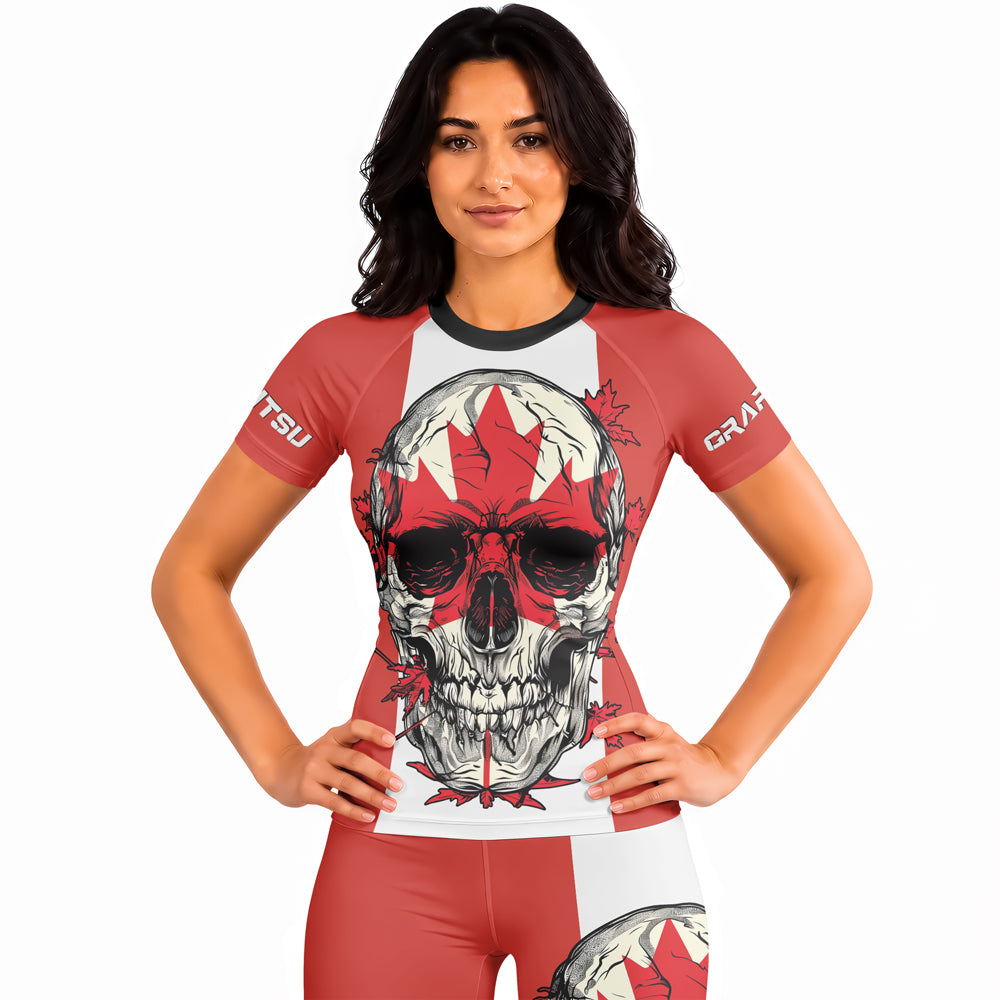 Rashninja Patriot Canada Flag Women's Short Sleeve Rash Guard