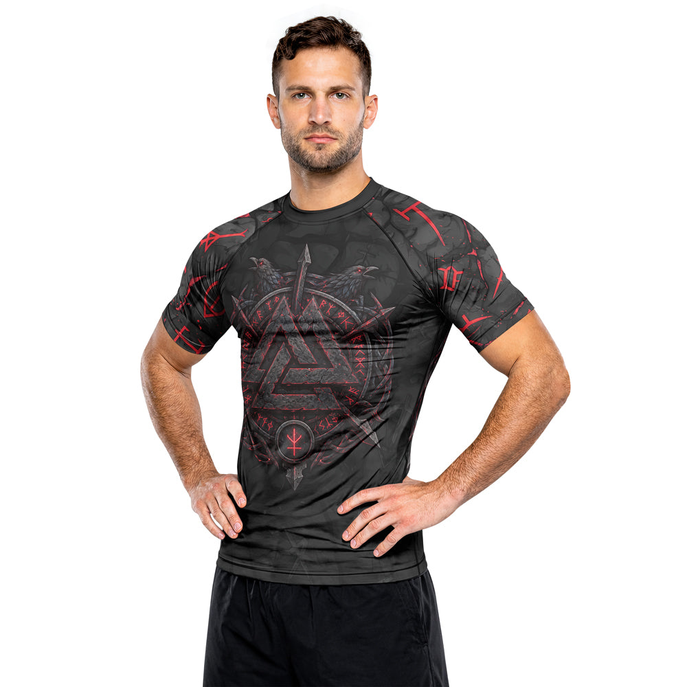 Rashninja Viking Raven Vegvisir Men's Short Sleeve Rash Guard