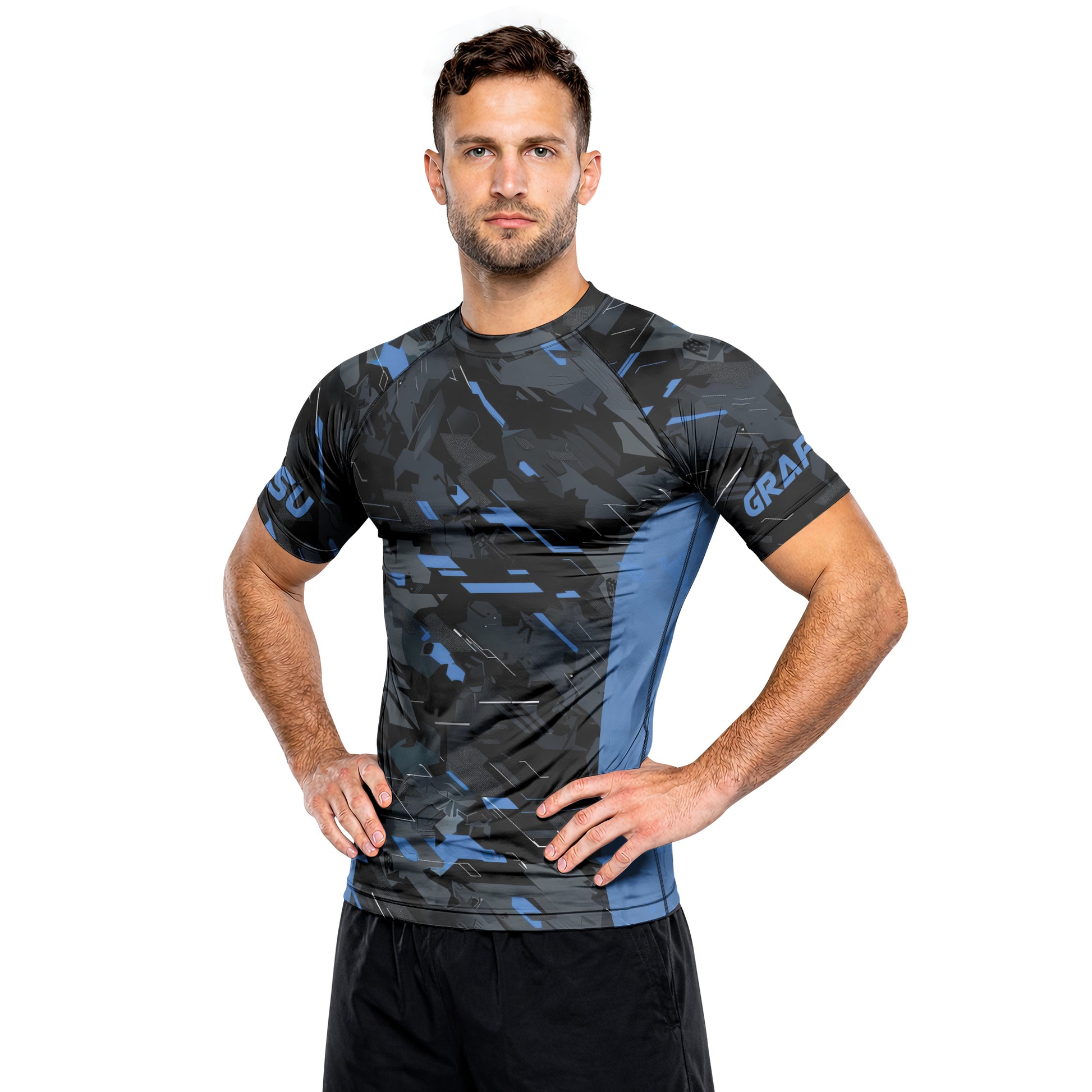 Rashninja Blue Triangle Men's Short Sleeve Rash Guard