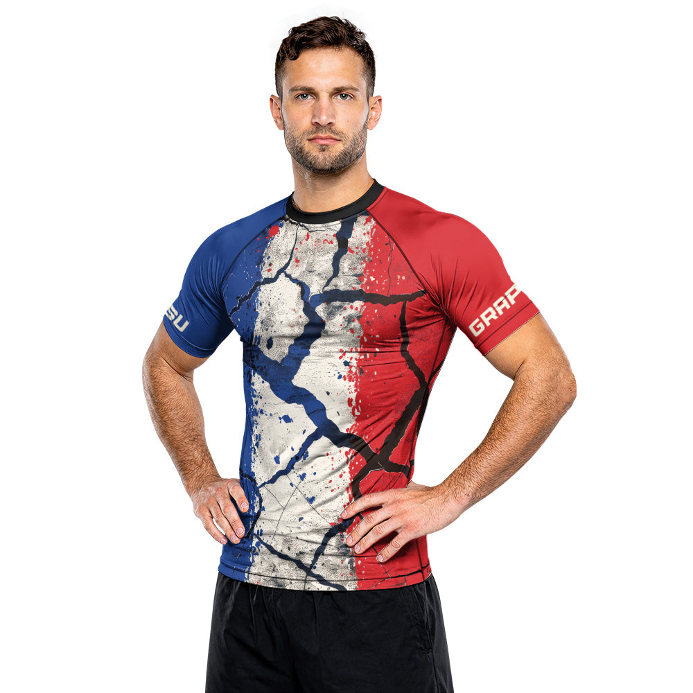 Rashninja Patriot France Flag Men's Short Sleeve Rash Guard