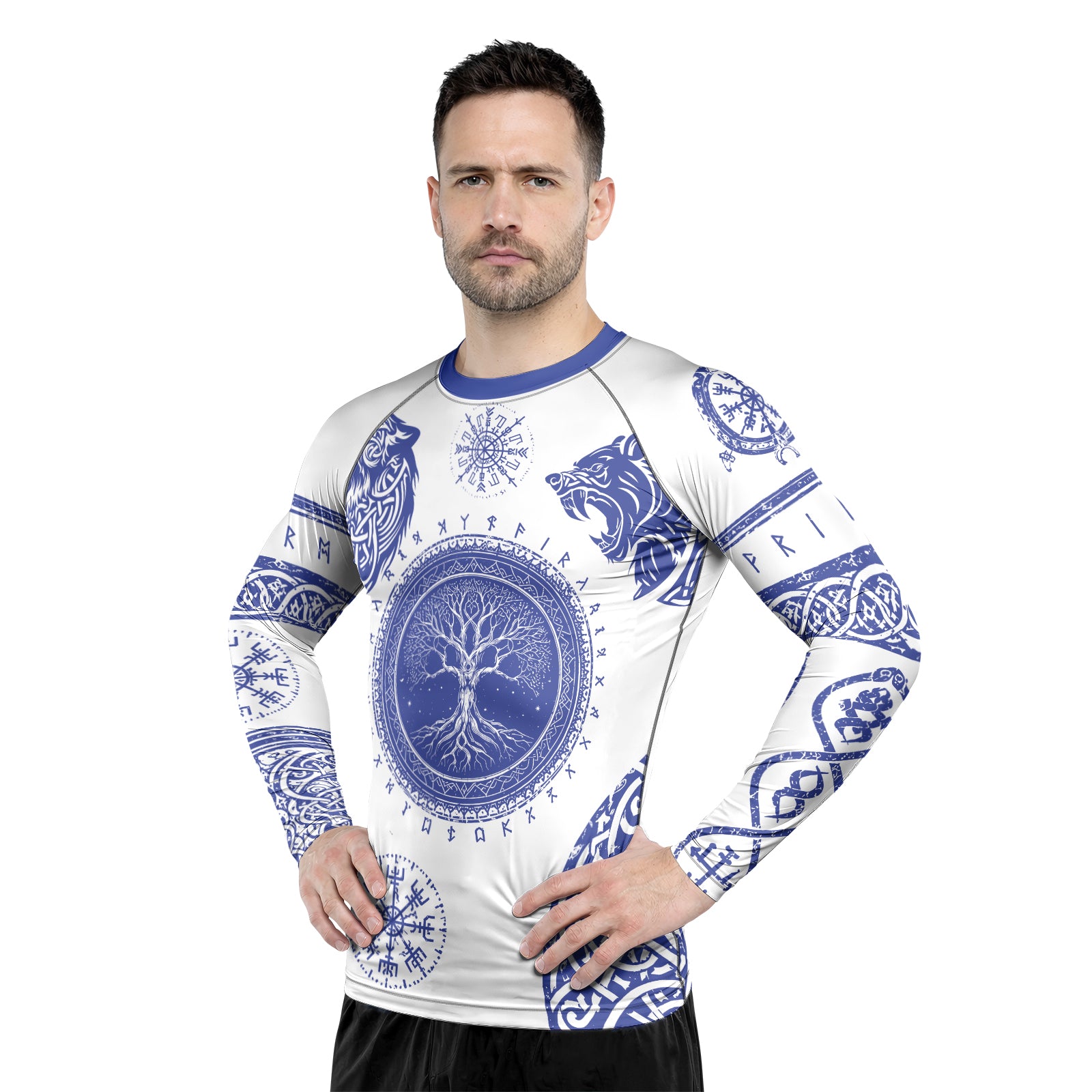 Rashninja Yggdrasil Bear Viking Men's Long Sleeve Rash Guard