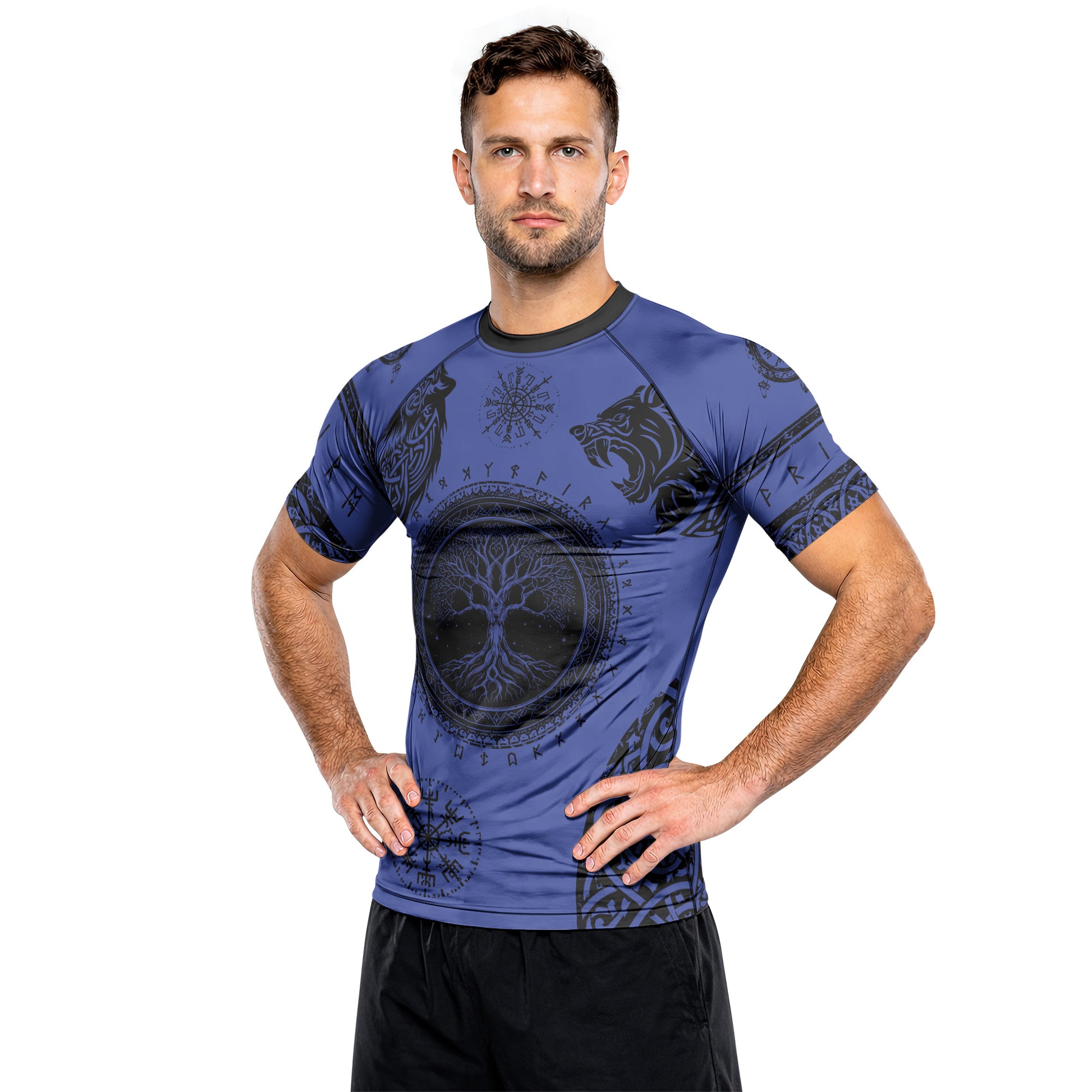 Rashninja Yggdrasil Bear Viking Men's Short Sleeve Rash Guard