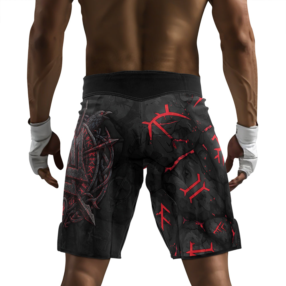 Rashninja Viking Raven Vegvisir Men's Fight Shorts