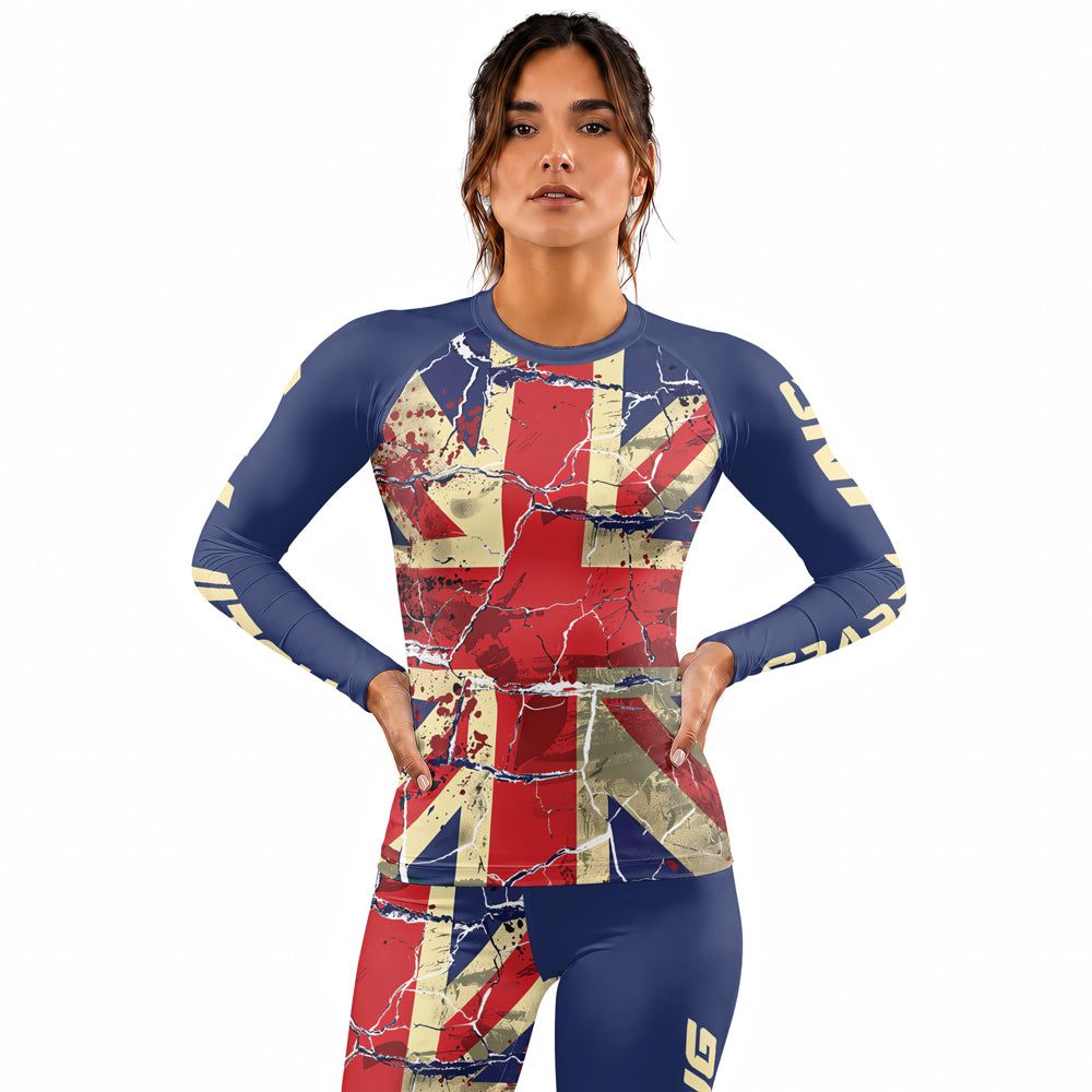 Rashninja Patriot United Kingdom Flag Women's Long Sleeve Rash Guard