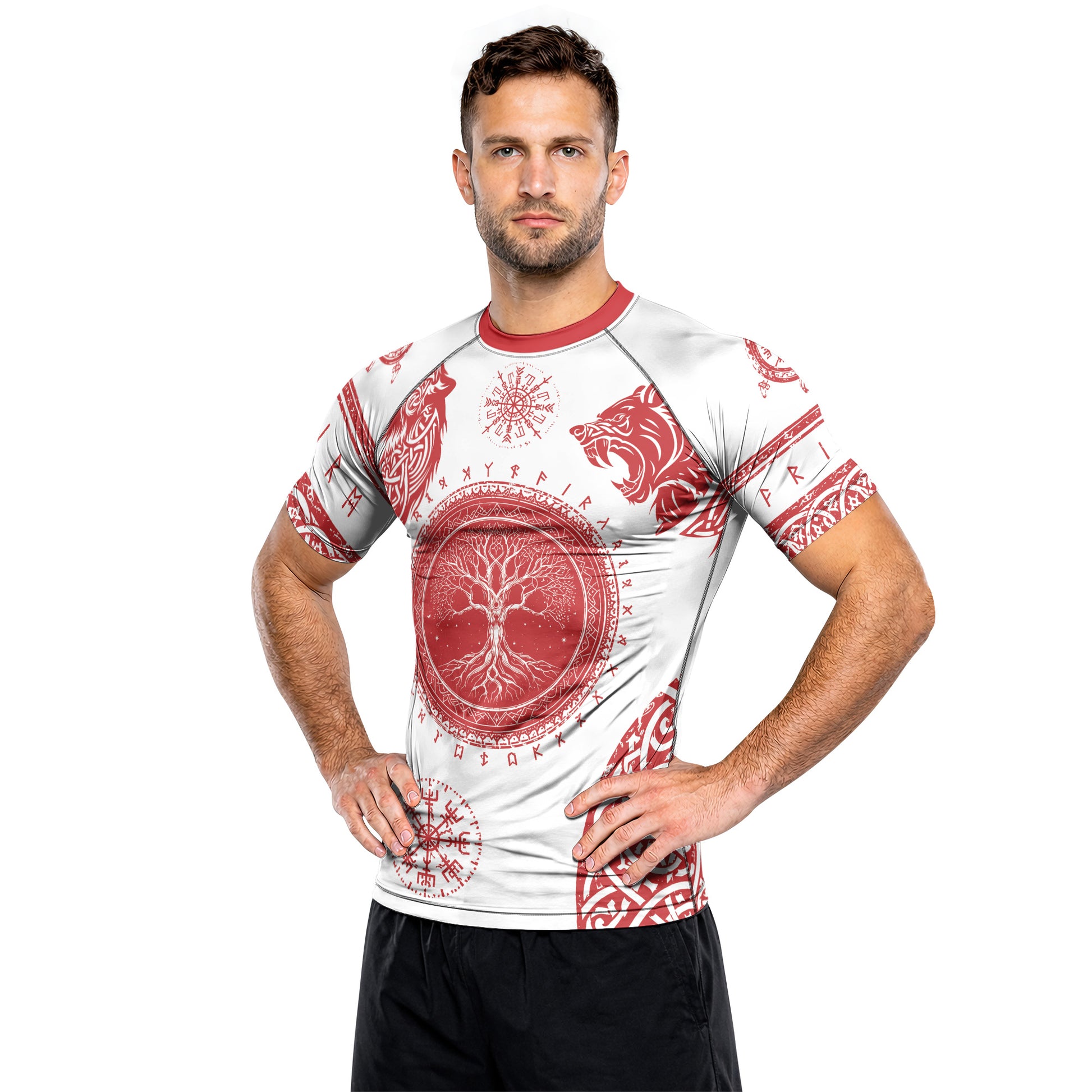 Rashninja Yggdrasil Bear Viking Men's Short Sleeve Rash Guard