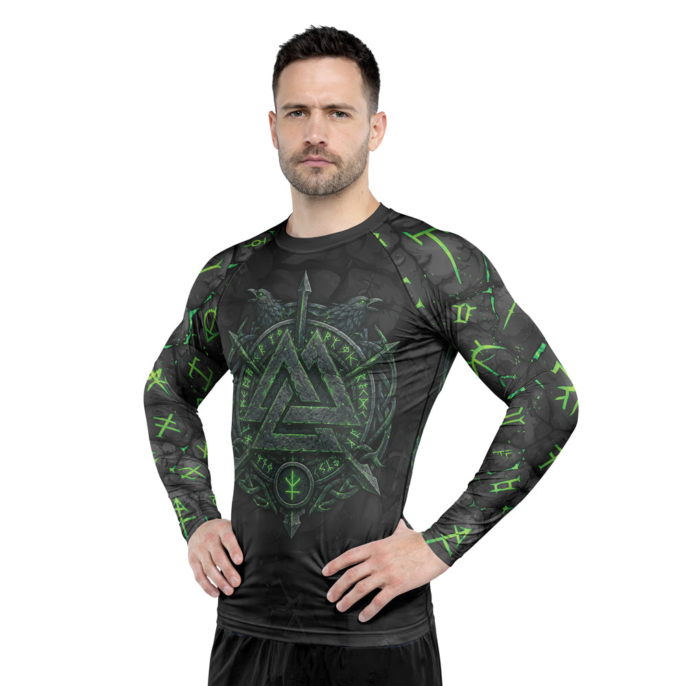 Rashninja Viking Raven Vegvisir Men's Long Sleeve Rash Guard