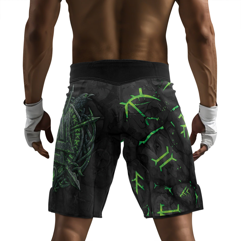 Rashninja Viking Raven Vegvisir Men's Fight Shorts