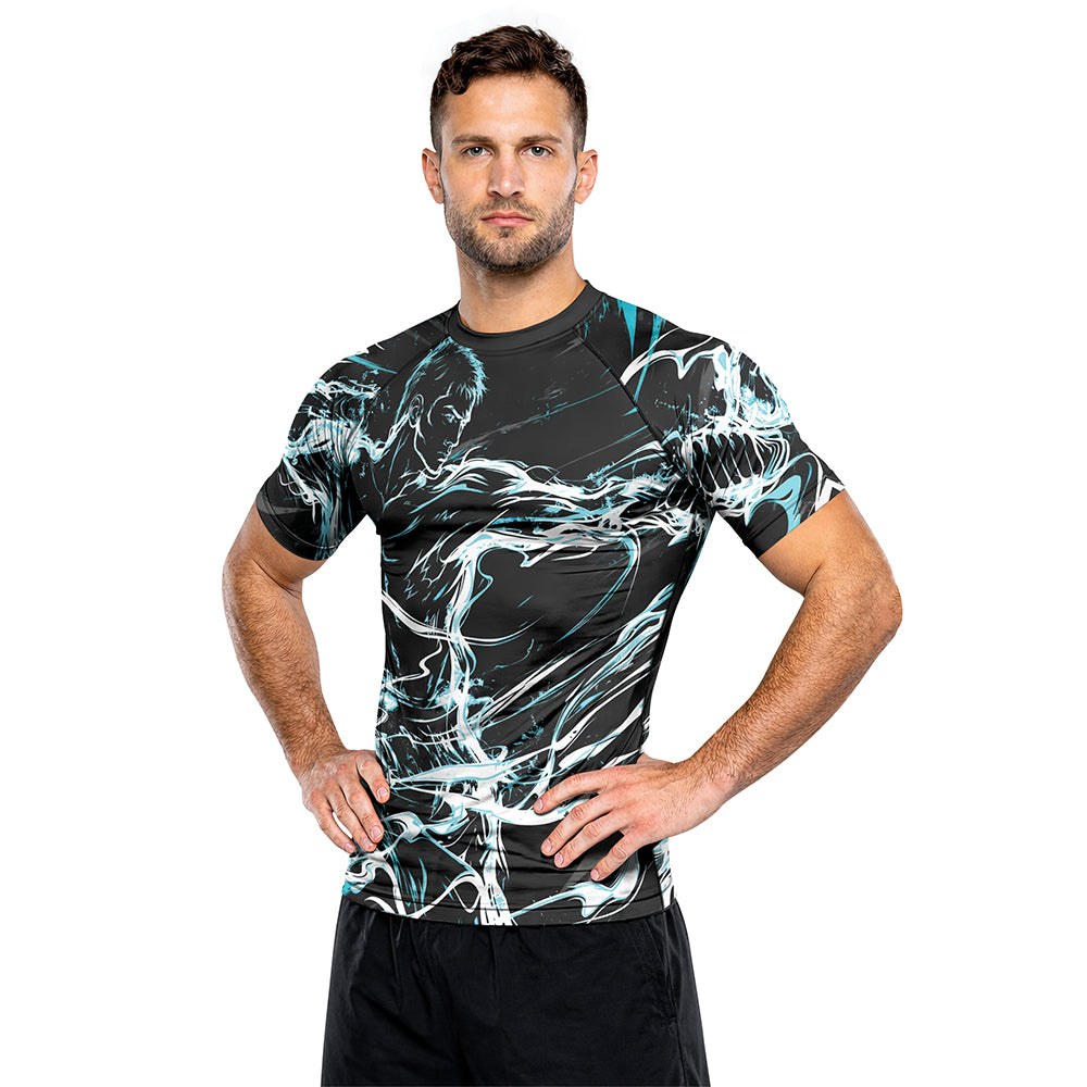Rashninja Cyber Shadow Fighter Men's Short Sleeve Rash Guard