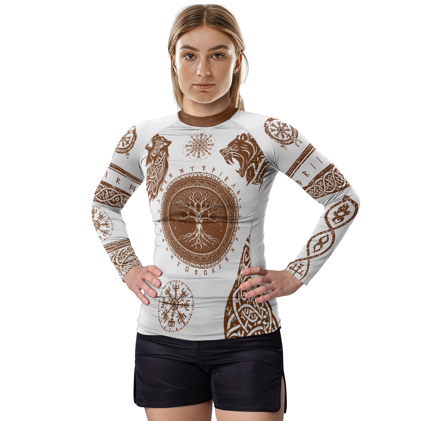 Rashninja Yggdrasil Bear Viking Women's Long Sleeve Rash Guard