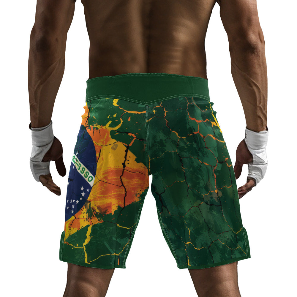 Rashninja Patriot Brazil Flag Men's Fight Shorts