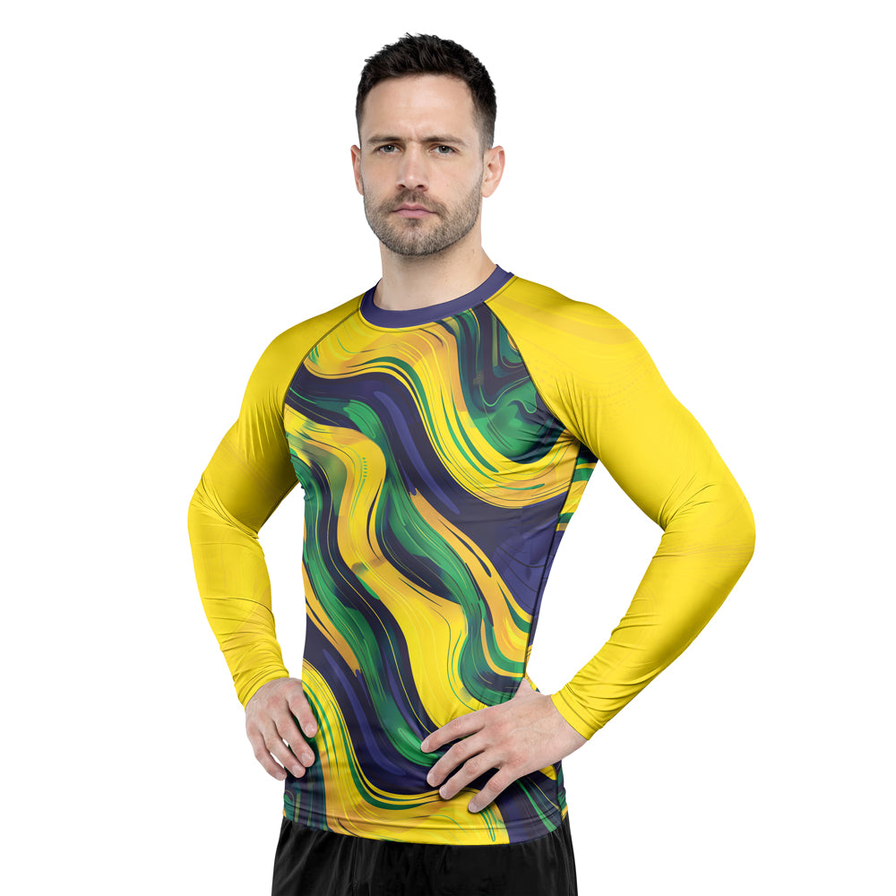 Rashninja Patriot Brazil Flag Men's Long Sleeve Rash Guard