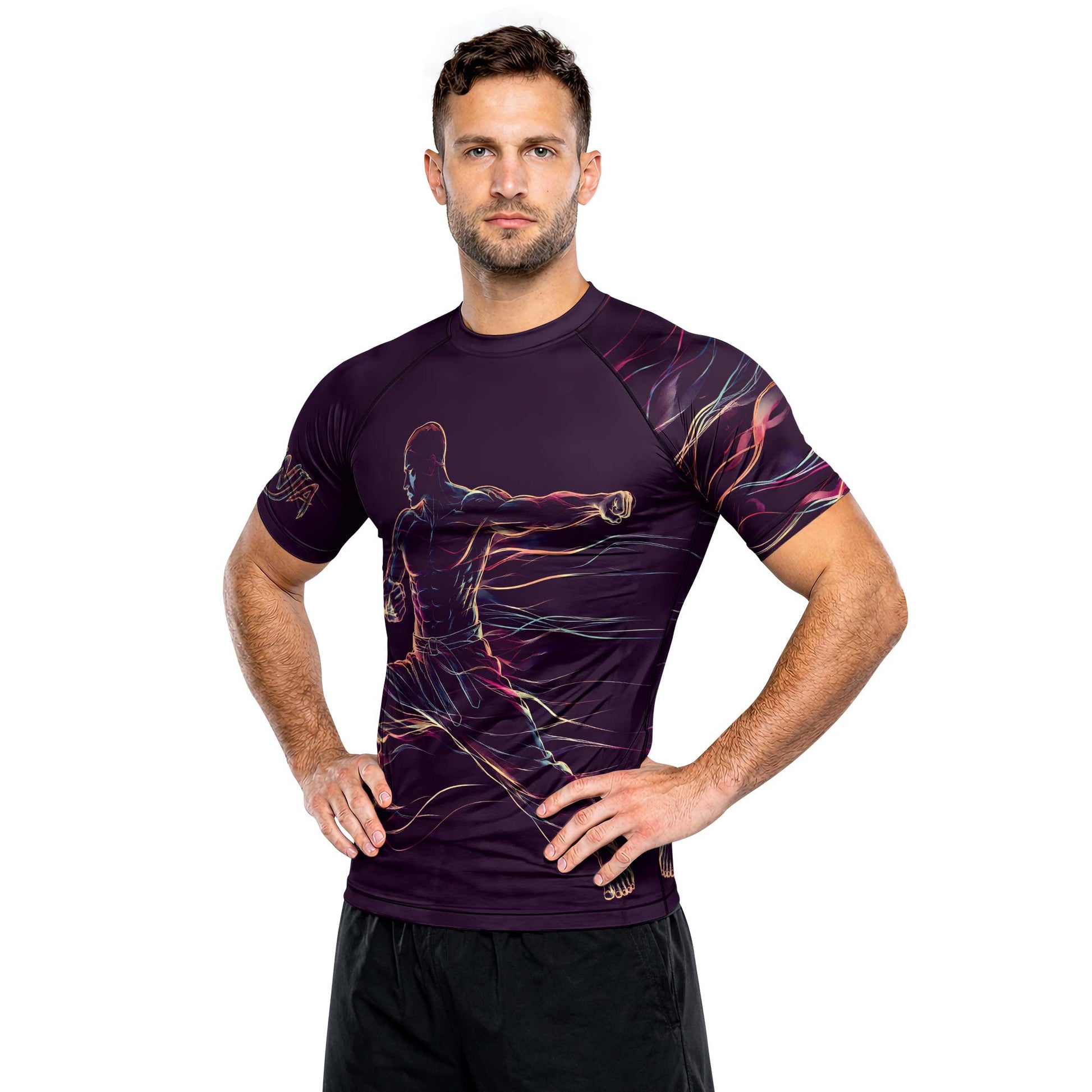 Rashninja Cyber Energy Fighter Men's Short Sleeve Rash Guard