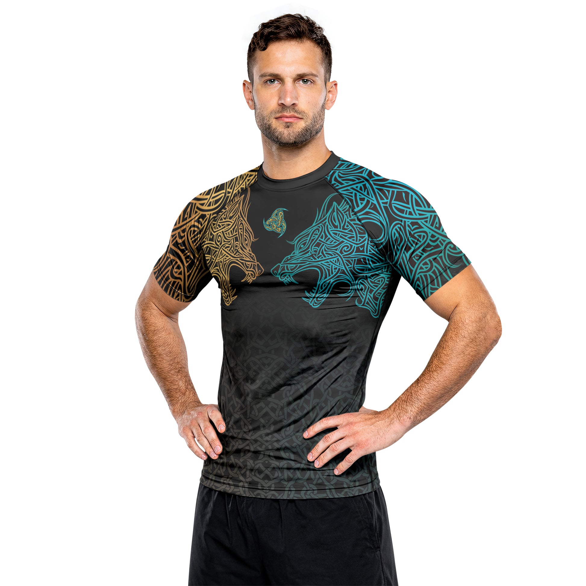 Rashninja Norse Viking Wolf Men's Short Sleeve Rash Guard