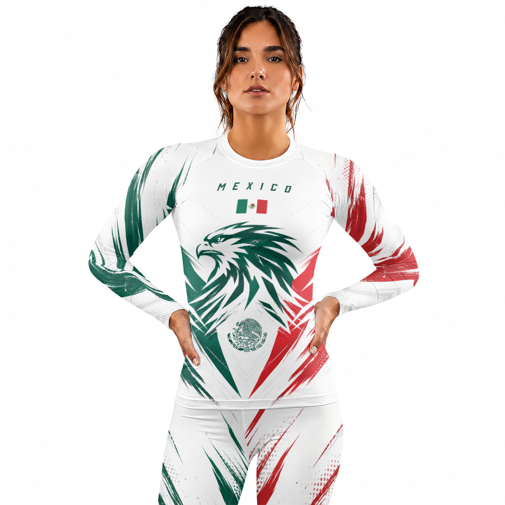 Rashninja Patriot Mexico Flag Women's Long Sleeve Rash Guard