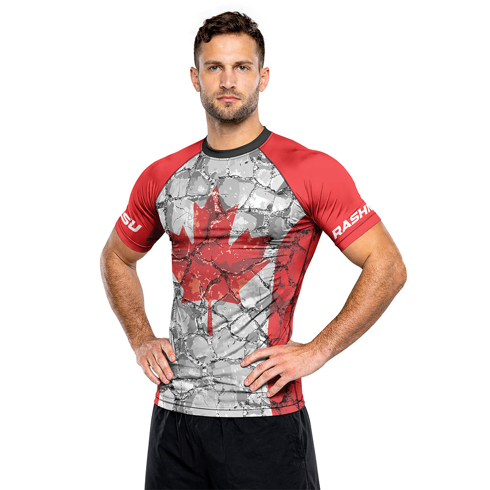 Rashninja Patriot Canada Flag Men's Short Sleeve Rash Guard