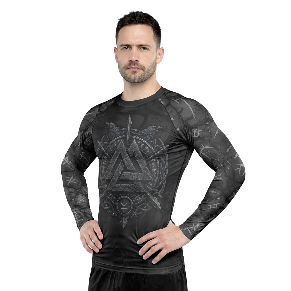 Rashninja Viking Raven Vegvisir Men's Long Sleeve Rash Guard