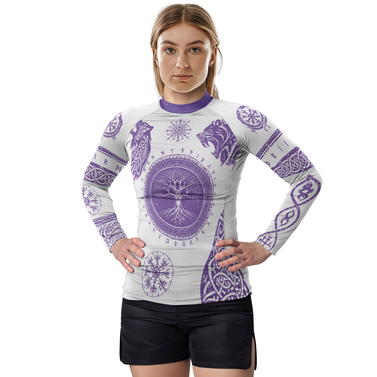 Rashninja Yggdrasil Bear Viking Women's Long Sleeve Rash Guard