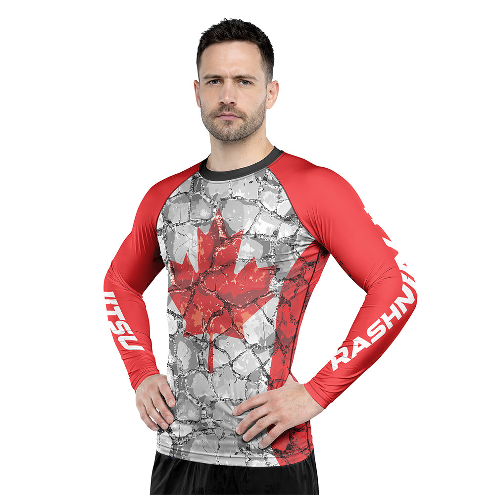 Rashninja Patriot Canada Flag Men's Long Sleeve Rash Guard