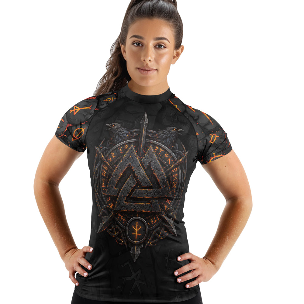 Rashninja Viking Raven Vegvisir Women's Short Sleeve Rash Guard
