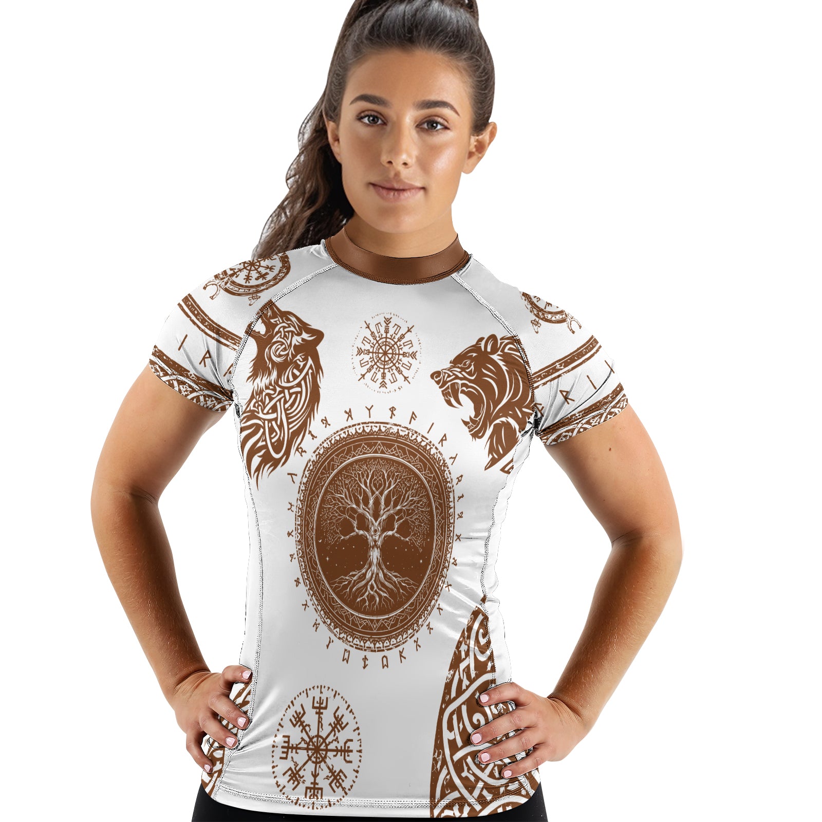 Rashninja Yggdrasil Bear Viking Women's Short Sleeve Rash Guard